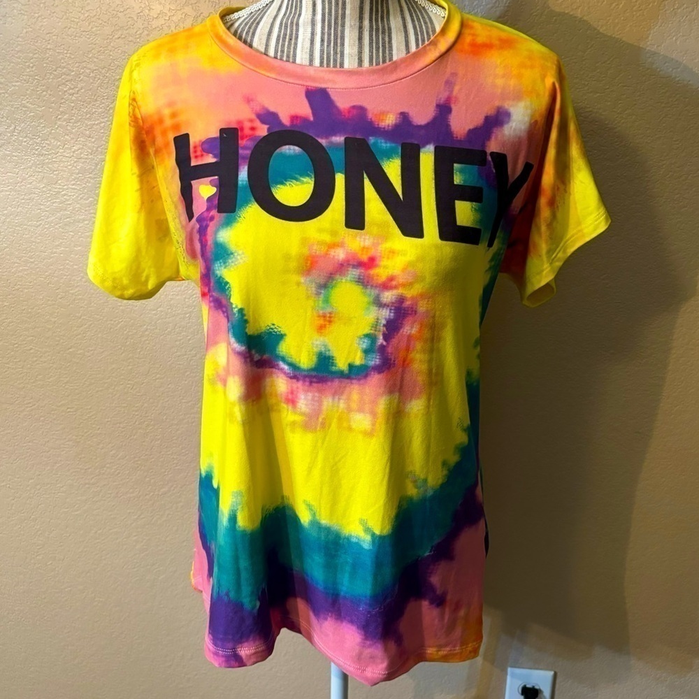 Love Nation Top Small Tie Dye “Honey” Super Soft Lycra Yellow Teal Purple Pink